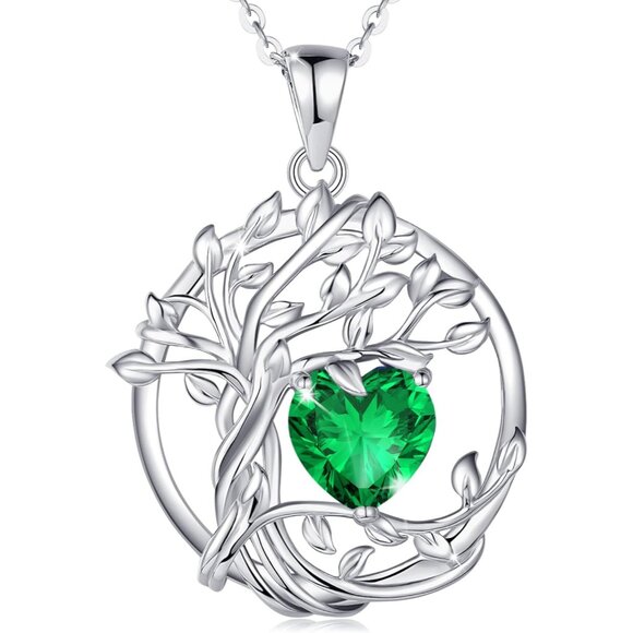 Women's Birthstone necklace Sterling Silver Pendant Birthstone Necklace